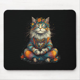 Alfombrilla De Ratón Gato místico meditando - Arte boho zen - Yoga 