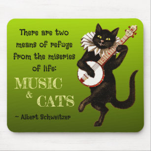 Alfombrilla De Ratón Gato Musical Adorable Dos Medios de Refugio Schwei