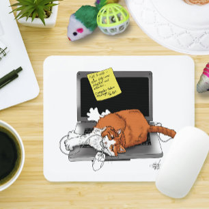 Alfombrilla De Ratón Gato Naranja Divertido Portátil Verde Trabajo Casa