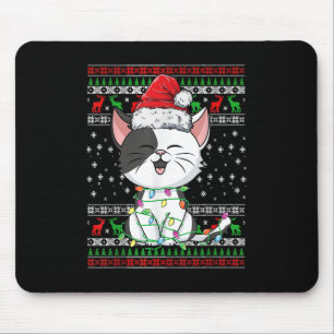 Alfombrilla De Ratón Gato Navidades Feo Navidad Enciende Santa Hat Funn