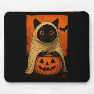 Alfombrilla De Ratón Gato Negro Antiguo Divertido Calabaza de Halloween