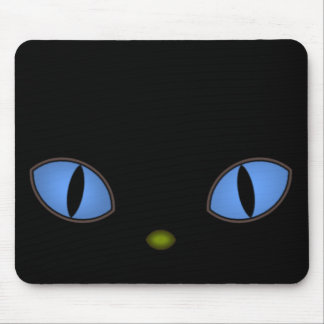Alfombrilla De Ratón Gato negro con ojos azules grandes