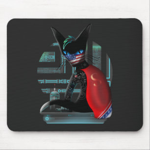Alfombrilla De Ratón Gato negro Cyberpunk Ninja