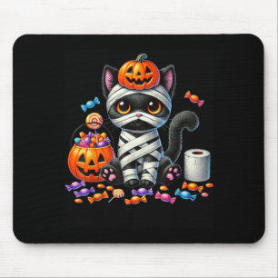 Alfombrilla De Ratón Gato negro de Halloween lindo calabaza truco o tra