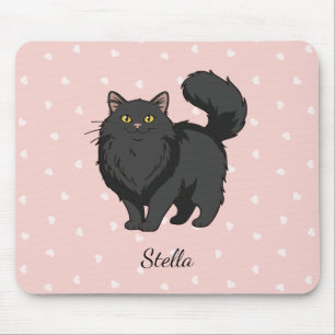 Alfombrilla De Ratón Gato Negro de Pelo Largo Personalizado