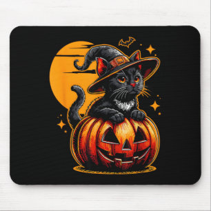 Alfombrilla De Ratón Gato negro divertido vintage Halloween calabaza es