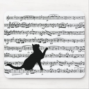 Alfombrilla De Ratón gato negro en la música