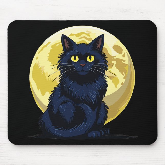 Alfombrilla De Ratón Gato negro enojado (Frente)