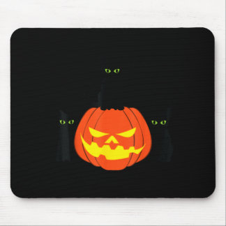 Alfombrilla De Ratón Gato Negro Espeluznante Calabaza de Halloween Gato