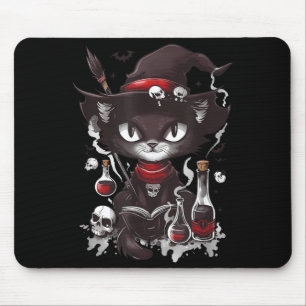 Alfombrilla De Ratón Gato negro espeluznante de Halloween Botica de Sal