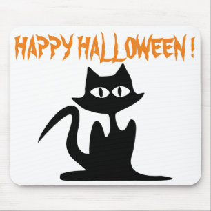 ALFOMBRILLA DE RATÓN GATO NEGRO "HAPPY HALLOWEEN"