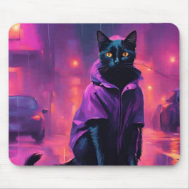 Alfombrilla De Ratón Gato negro jazzy en morado
