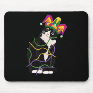 Alfombrilla De Ratón Gato negro Meow Mardi Gras Mask Fleur De Lis Cat L