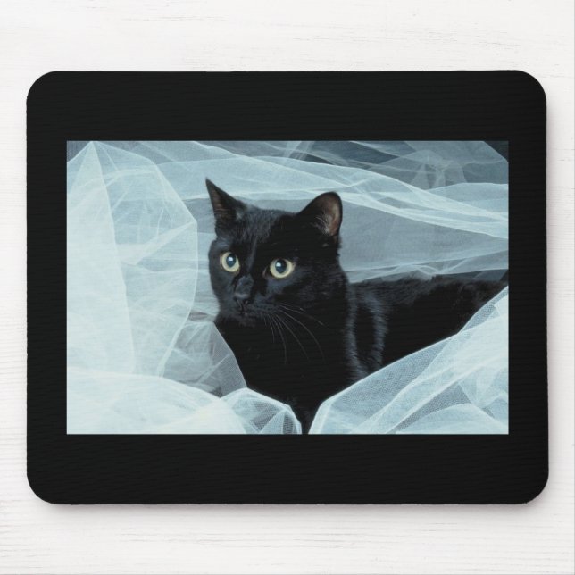 Alfombrilla De Ratón Gato negro Mousepad (Frente)