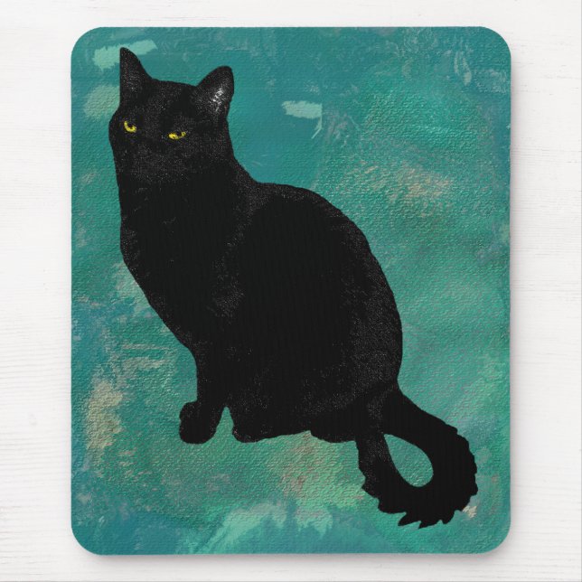 Alfombrilla De Ratón Gato negro Mousepad (Frente)