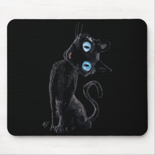 Alfombrilla De Ratón Gato Negro Perezoso Botón Meme Lindo Amantes Gatit