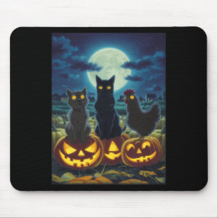 Alfombrilla De Ratón Gato Negro Perro Pollo Halloween Calabaza Espeluzn