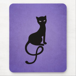 Alfombrilla De Ratón Gato Negro Purple Elegant Evil Kitty