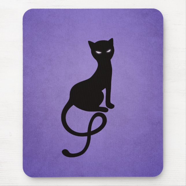 Alfombrilla De Ratón Gato Negro Purple Elegant Evil Kitty (Frente)