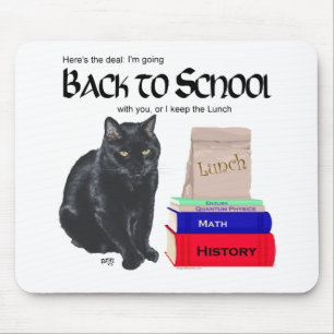 Alfombrilla De Ratón Gato Negro Regreso a la Escuela