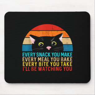 Alfombrilla De Ratón Gato Negro Temático Cada Snack Que Haces Retro Esp