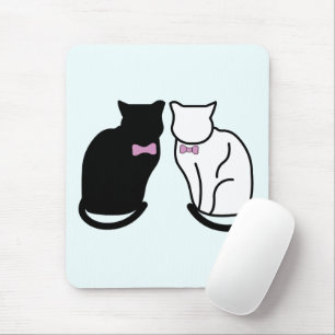 Alfombrilla De Ratón Gato negro y blanco