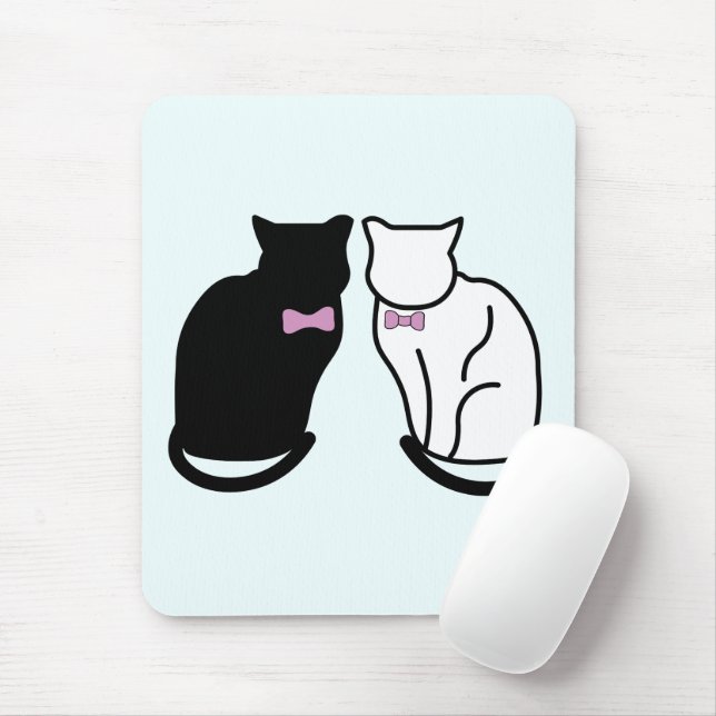 Alfombrilla De Ratón Gato negro y blanco (Con ratón)