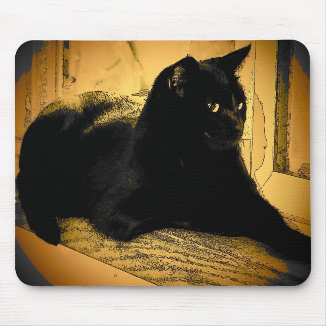 Alfombrilla De Ratón Gato negro y naranja (Frente)