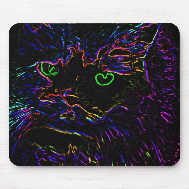 Alfombrilla De Ratón Gato Neon Glow (Frente)