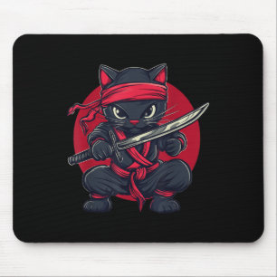 Alfombrilla De Ratón Gato Ninja Samurai Japón Bandera japonesa Kawaii F