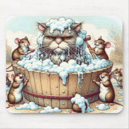 Alfombrilla De Ratón Gato Obteniendo Un Baño