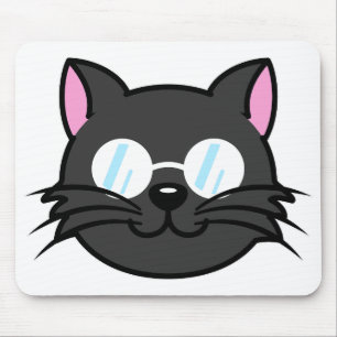 Alfombrilla De Ratón Gato oscuro Gato negro Gato Gris vestido con lente