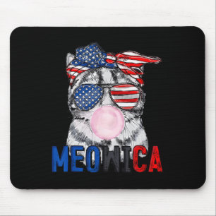 Alfombrilla De Ratón Gato Patriótico Meowica Chicle 4 De Julio Divertid