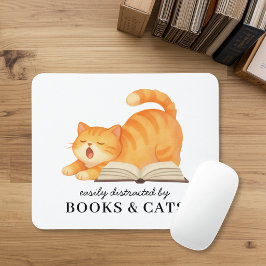 Alfombrilla De Ratón Gato Pelirrojo Amante de los Libros Dicho Divertid