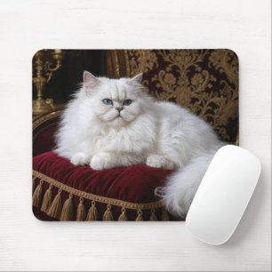 Alfombrilla De Ratón Gato Persa Blanco en una Almohadilla de Silla de T