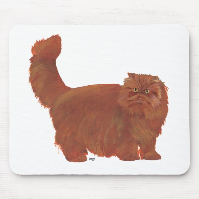Alfombrilla De Ratón Gato Persa de pelo largo rojo (Frente)