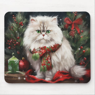 Alfombrilla De Ratón Gato persa en Navidades de nieve