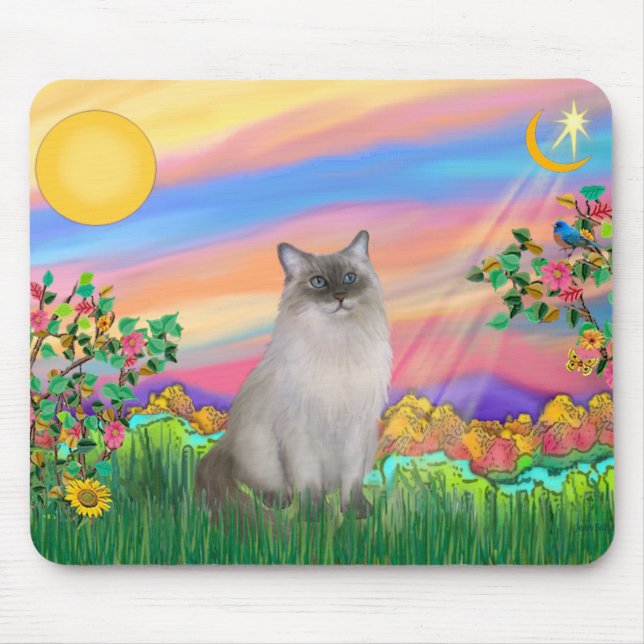 Alfombrilla De Ratón Gato Ragdoll (punto azul) - Estrella del día (Frente)