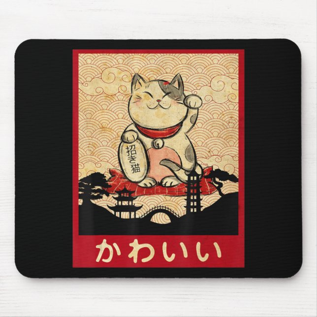 Alfombrilla De Ratón Gato Ramen Bowl Anime Noodles japoneses Kawaii Nek (Frente)