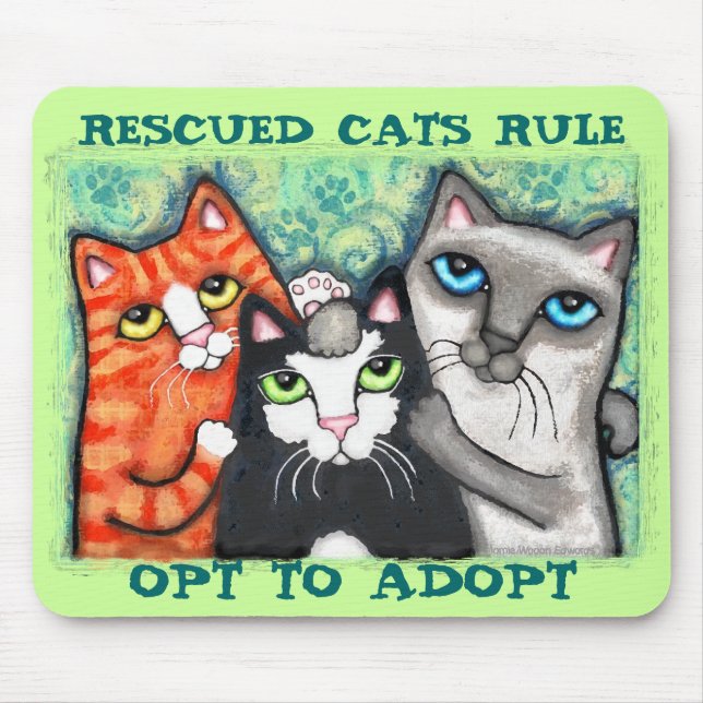 Alfombrilla De Ratón Gato rescatado/del refugio (Frente)