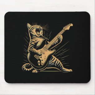 Alfombrilla De Ratón Gato Retro Divertido Rock Música Hombres Mujeres N