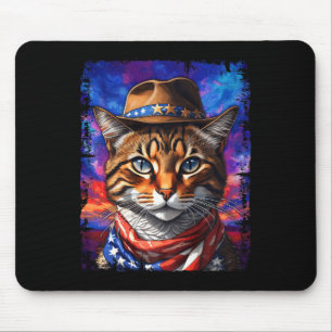 Alfombrilla De Ratón Gato Retro Usa Bandera Estadounidense Kitten Kitty