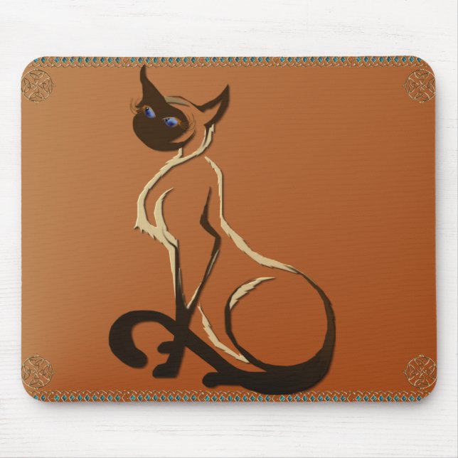Alfombrilla De Ratón Gato siamés bonito que se sienta Mousepad (Frente)