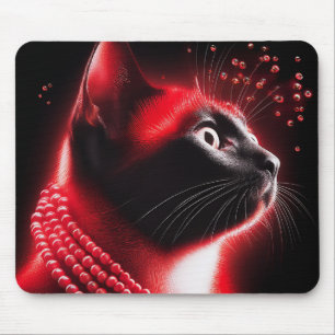 Alfombrilla De Ratón Gato siamés con aura enjoyada de rubíes