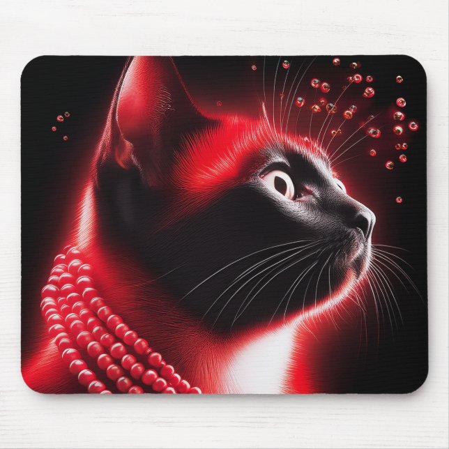 Alfombrilla De Ratón Gato siamés con aura enjoyada de rubíes (Frente)