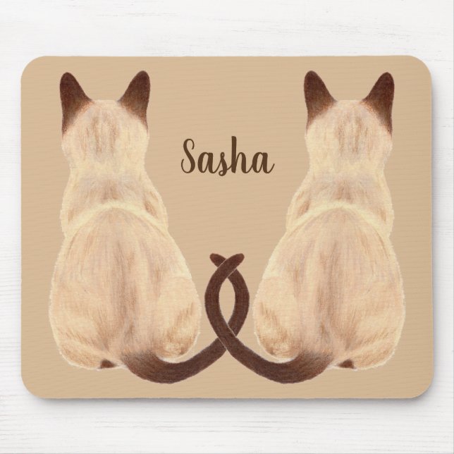 Alfombrilla De Ratón Gato siamés de Sasha que sienta personalizado (Frente)