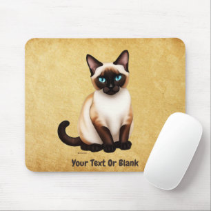 Alfombrilla De Ratón Gato siamés en papel viejo