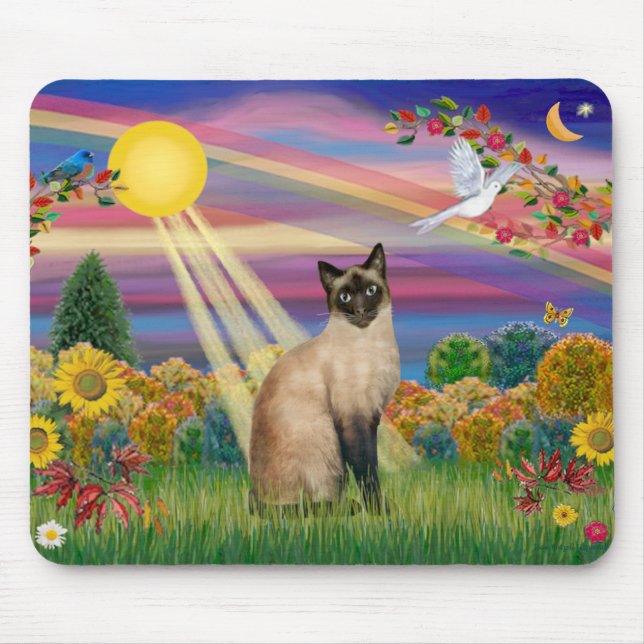 Alfombrilla De Ratón Gato Siamés - Sol de Otoño (Frente)