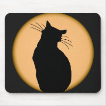 Gato silueteado contra la luna Mousepad