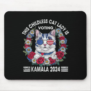 Alfombrilla De Ratón Gato sin hijos votando Kamala Harris 2024